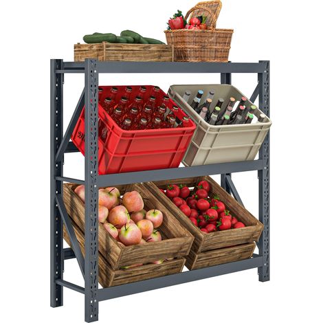 Étagère à boissons autoportante à 3 niveaux, capacité de rangement pour 6 caisses de boissons, hauteur des étagères réglable, 110 x 30 x 110 cm, grise