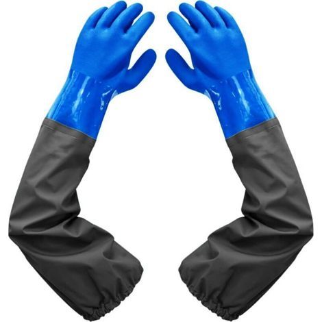 Gants de protection en caoutchouc imperméables 26 pouces – doublure floquée et poignets élastiques pour nettoyage, chimie et agriculture (1/4)