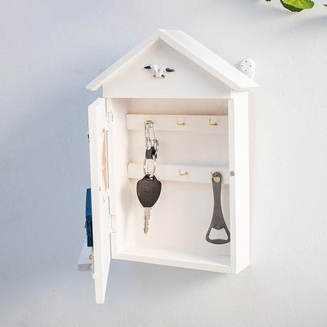 Boîte à clés en bois murale, porte-objets pratique, rangement mural pour clés et petits accessoires (1/5)