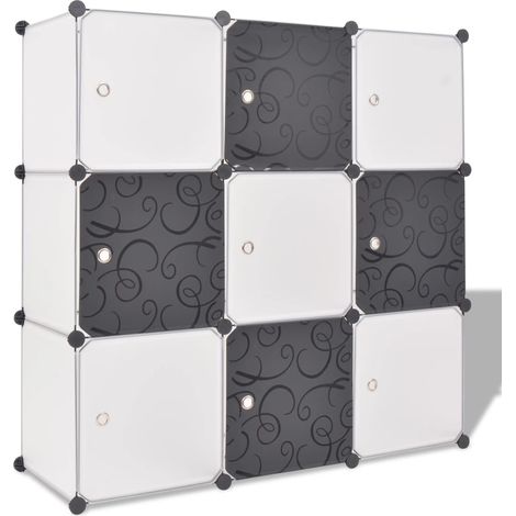 Armadio Salvaspazio a Cubo con 9 Scomparti Bianco e Nero vidaXL (1/4)