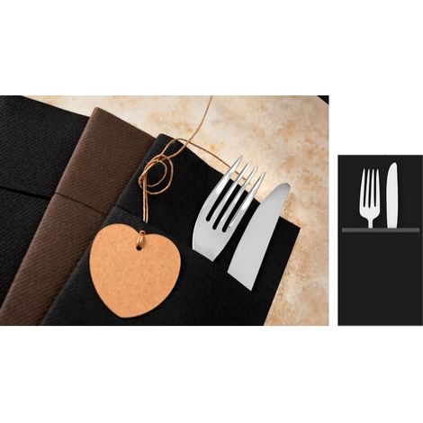 Set 50 Pezzi Tovaglioli da Tavola Carta Simil Tessuto 2 Veli Nero 40 x 40 cm (1/2)