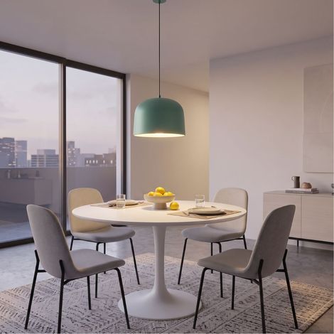 Lampada a sospensione Umbe E27 verde – Elegante design metallico con diffusore rimovibile (1/5)