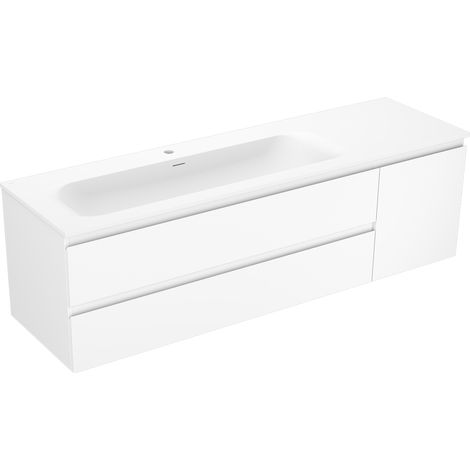 Mexen Orio armario de ba帽o 160 cm con lavabo Vela izquierdo, 2S, 1D, blanco mate - 91A13-16047-3-BBFFFF01-W23L01 (1/5)