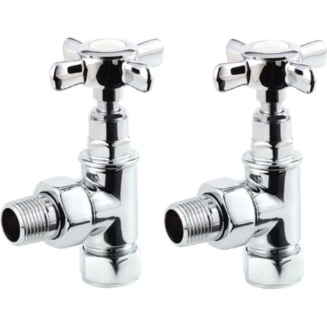 Heatwave Crosshead Chrome Angled Radiator Valves Pair (1/3)