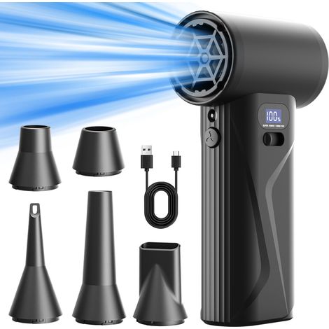 Filiyano-Souffleur d'air portatif pour appareils électroniques et véhicules – Moteur sans balais 110 000 tr/min, batterie 4 000 mAh, vitesse réglable (1/5)