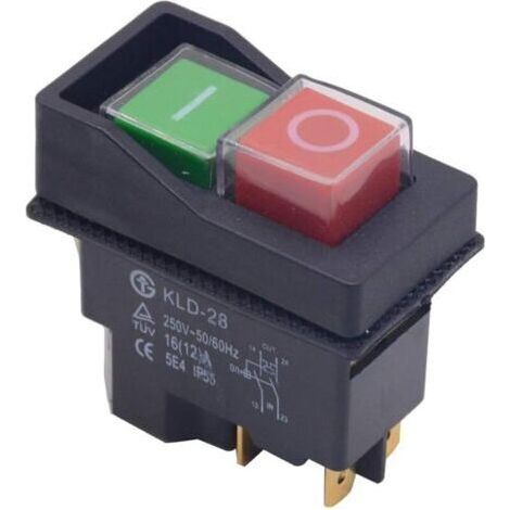 Power Tool Safety Switch, Waterproof Electromagnetic Push Button Switch, Electromagnetic Switches for Mechanical Cutting Machines, 4 Pole (1/4)