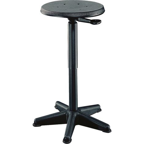 Arbeitshocker mit Bodengleitern, Sitzhöhe: 440 - 630 mm, Sitzfläche: PU schwarz