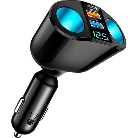 Zigarettenanzünder-Ladegerät, 2 USB-Anschlüsse, LED-Voltmeter, PD 30W, QC3.0, 12V/24V, Fahrzeug (1/5)