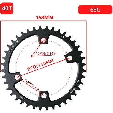 40T Plateau de vélo monovitesse 4 trous à griffes, entraxe 110 BCD, dents positives et négatives, pignon 36T58T compatible avec les transmissions 5/R7/8000 (1/5)