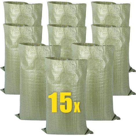 Lot de 15 sacs à gravats réutilisables pour légumes, feuilles, céréales, déchets domestiques, déchets de construction et articles divers 95 x 55 cm (1/5)