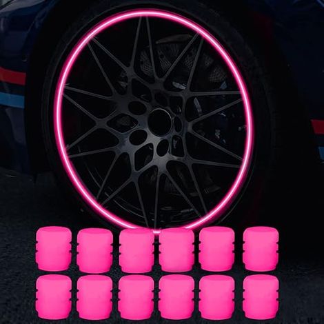 Lot de 12 Bouchons Valve Pneu Voiture Fluorescents, Bouchons de Tige de Valve de Pneu de Voiture Lumineux Universels Capuchon Anti-poussière de Voiture pour Auto, SUV, Moto, Camion (1/5)