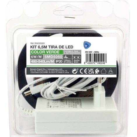 Kit 6,5M Tira de LED 6W/M IP20 Verde preparado