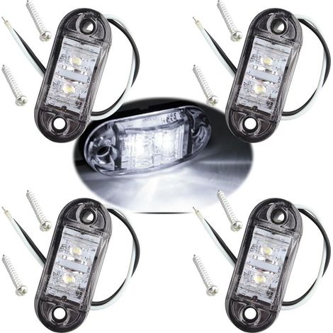 Stück weiße IP65 12V/24V ovale LED-Seitenmarkierungsleuchten, Front- und Rückleuchten, universelle Positionsanzeigeleuchten für LKW, Anhänger, Transporter, Wohnwagen, PKW, Bus, Boote (1/5)