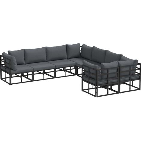 Maison Exclusive - Gartensofa-set mit Kissen 8 pcs Schwarz Stahl