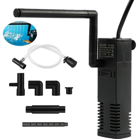 Filtre Interne pour Aquarium 3W Pompe Submersible avec Système d'Oxygénation et Pluie pour Petit Aquarium