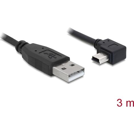 Cable USB 2.0-A macho  USB mini-B 5pin macho acodado 3mt