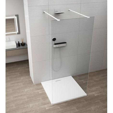 ESCA WHITE MATT Panneau de verre de douche monobloc, à poser, verre clair, 1200 mm (1/4)