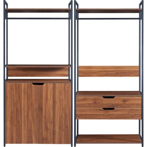 Set di 2 appendiabiti armadio a 2 cassetti effetto noce nero 030009378