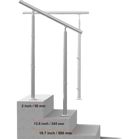 Rampes pour Escalier Extérieur, Acier Inoxydable Durable, Installation Facile, Type 6 (1/2)