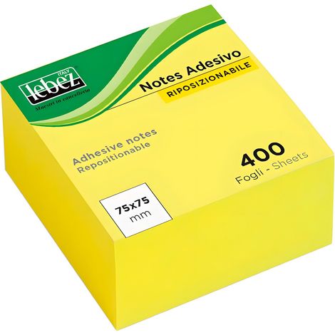 Memo stick adesivi riposizionabili Linea Neon, cubo da 400 fogli, 75 x 75 mm (1/5)