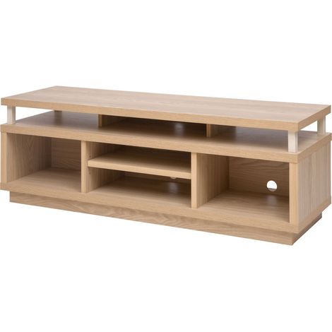 Iris Ohyama, Meuble TV, Meuble tele, Banc TV, Support télévision pour ecran jusqu'à 55 pouces, 5 Etagères, Sortie-câbles, Contemporain, Chambre, Salon - TV Cabinet Middle OTS-125M - Marron clair