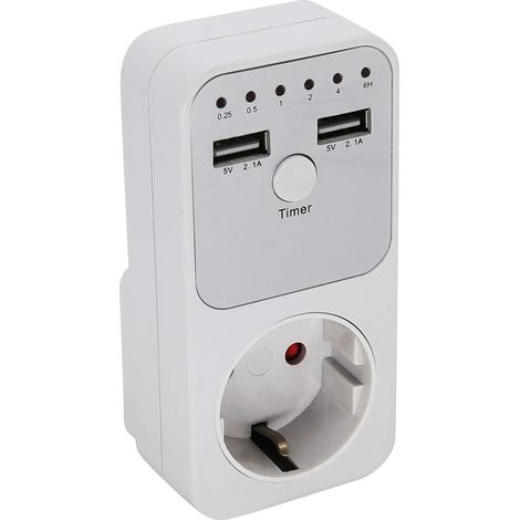 Prise de courant multifonctionnelle à compte à rebours intelligente avec 2 ports USB Interrupteur de contrôle du temps pour appareils électriques domestiques-- (1/5)