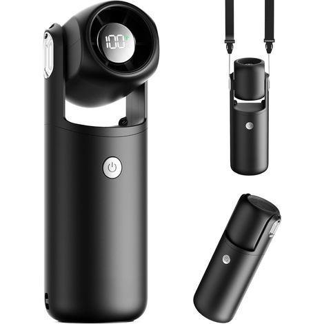 Ventilateur de Poche USB, Mini Ventilateur Réglable pour Voyage, Maquillage et Bureau,Noir (1/5)