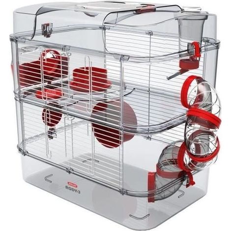 ZOLUX Cage sur 2 etages pour hamsters, souris et gerbilles - Rody3 duo - L 41 x p 27 x h 40,5 cm - Grenadine