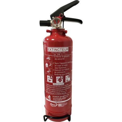 Neutronic – Extincteur 1KG Poudre CE NF MED – Efficace sur feux ABC – Pression permanente – Support mural inclus – Durée de vie 20 ans (1/2)