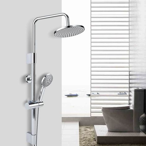 Barre de Douche Rond Métal Fixation avec Support pour Douchette Portable dans Salle de Bain 40cm Électroplaqué ABS Fer Équipement (1/5)