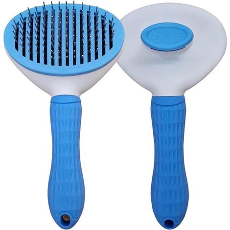 Brosse de Toilettage Poils Longs Chiens Chats, Peigne Poils Longs, Brosse Picots Droits avec Bouton, Autonettoyante, Poils Morts (1/4)