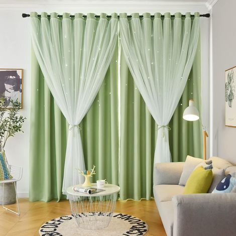 Lot de 2 Rideaux Occultants Double Couche Verts 150x270 cm Rideaux Mignons pour Chambre d’Enfant (1/5)