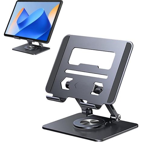 Laptopständer – Schreibtischerhöhung – Ergonomisches Arbeiten – Zweiachsig verstellbar – Zusammenklappbar – Schwarz (1/5)