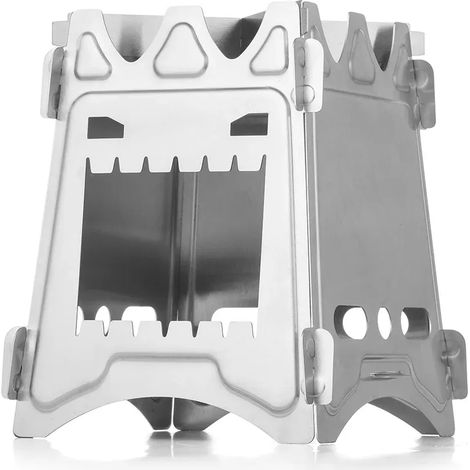 Réchaud de camping en acier inoxydable, réchaud de randonnée, réchaud à bois portable, idéal pour les pique-niques, les barbecues, le camping et la randonnée. (1/5)