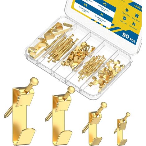 Kit de Suspension pour Tableaux 90 Pièces, 4,5 kg, 13 kg, 22 kg, 45 kg Porte-Images Renforcés pour Cloisons Sèches et Bois, Crochets de Suspension pour Tableaux, Crochets pour Cadres (1/5)