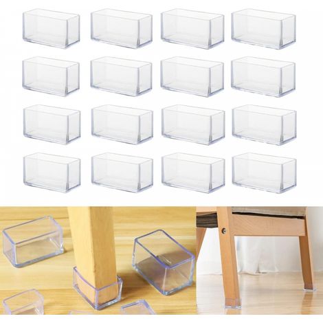 Lot de 16 protège-pieds rectangulaires en silicone pour chaises, pieds de meubles, pieds de table amovibles, pieds de tabouret (1/5)