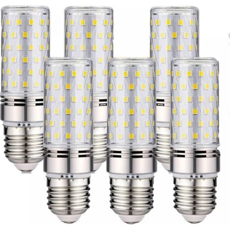 Lot de 6 ampoules LED E27 -16 W Blanc froid 6000 K 1600 lm (équivalent à une ampoule halogène de 150 W) AC 200-240 V, non dimmable, grand culot à visser E27 LED, angle de faisceau 360° (1/5)