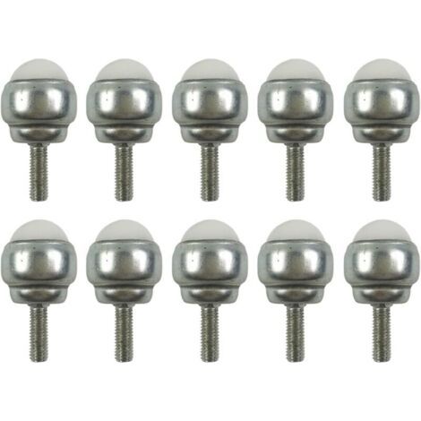 10Pcs Roulettes À Billes Pivotantes, Roues De Roulette De Tige De Taureau En Acier Au Carbone Avec Tige De Filetage M5, Mini Roue Universelle À Roulement À Billes Pour Meubles (1/4)
