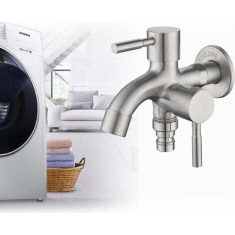 Robinet double en acier inoxydable 304 avec vanne de sortie, robinet double de 1,27 cm, robinet de jardin pour jardin, maison et industrie (1/4)