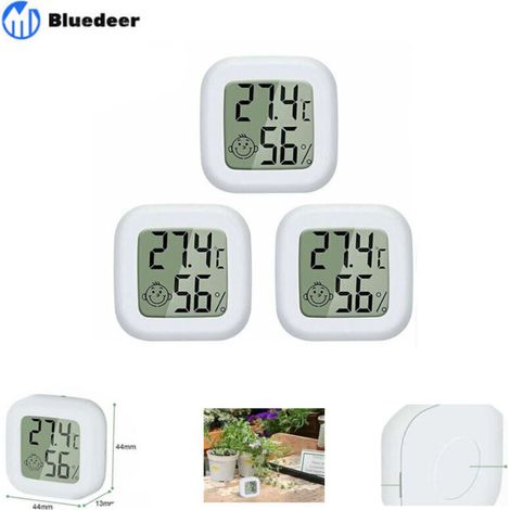 Mini LCD Digital Thermometer-Hygrometer (3-Pack) - Measures temperature (-50°C to 70°C) and humidity (10% to 99% RH), high accuracy, portable, white - Guazhuni (Blue Deer) (1/4)