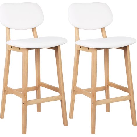 Woltu – Lot de 2 tabourets de bar – Hauteur d'assise 65 cm – Simili cuir et bois massif – Style scandinave – Charge max 150 kg