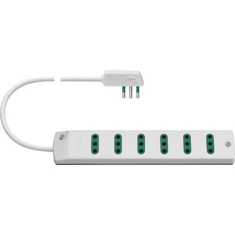 VIMAR Fp00402.C.B Presa Mobile Multipla Con 6 Uscite Sicury Standard Italiano P11, 1,5 M Cavo, Spina Piatta 2P+T 10, Standard Italiano, Bianco