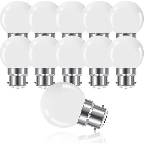 Ampoule LED à baïonnette B22 3 watts, culot G45, lumière blanc chaud 3000 K, 280 lumens, lot de 10 (1/5)