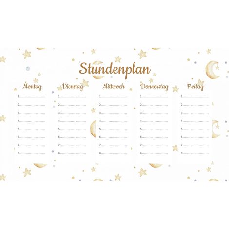 Plan de lección magnético: Luna y estrellas, 45 x 26 cm.