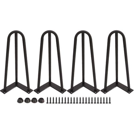 Quatre pieds de table en métal en forme d'épingle à cheveux, en fer robuste et durable, pieds de meubles à monter soi-même, adaptés aux tables de chevet, aux tables basses et aux bureaux. (1/5)
