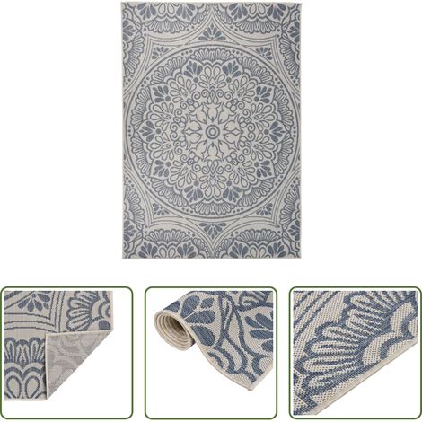 Terrassenmatte - Outdoor-Teppich Flachgewebe 160x230 cm Blaues Muster (1/5)