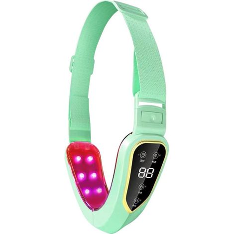 Appareil de massage liftant le visage en V avec 12 niveaux réglables - Micro-vibrations et luminothérapie LED verte-AquaForge (1/5)