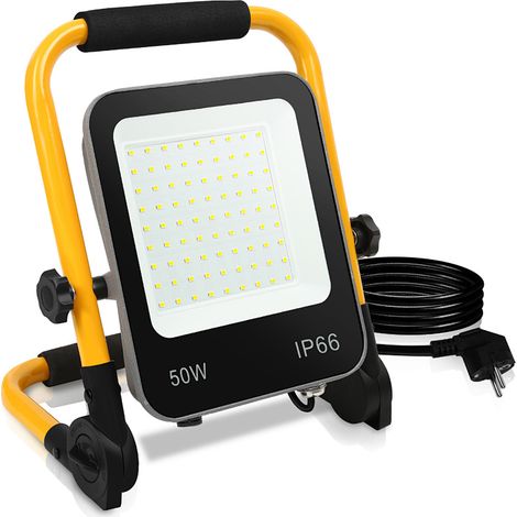 Wolketon Faro LED da cantiere 50W 5100 lm luce fredda, proiettore LED con cavo da 3 m, impermeabile IP66, per uso interno ed esterno (1/5)