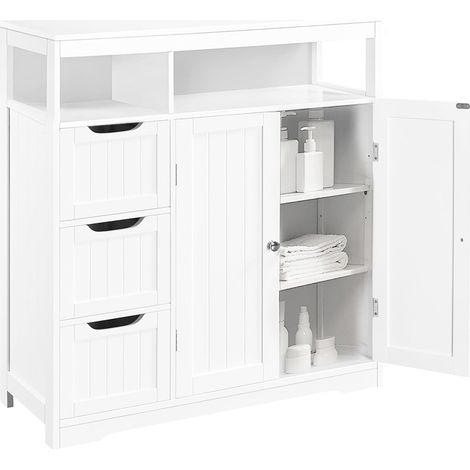 Mobile da Bagno Armadietto da Terra 3 Cassetti e 2 Ante Armadio 80.5x30x86.5cm (1/5)