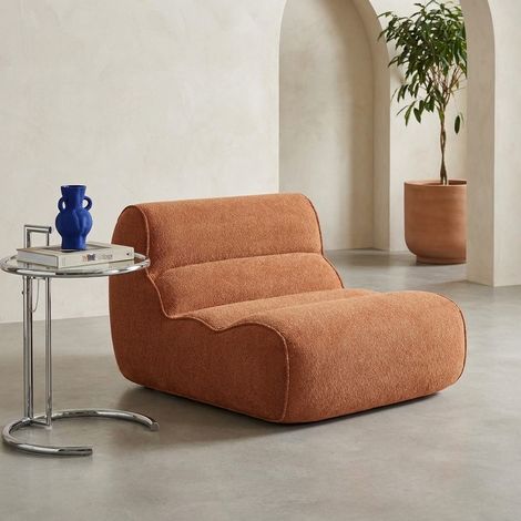 Chauffeuse tissu chenille 1 place terracotta - Dario (1/5)